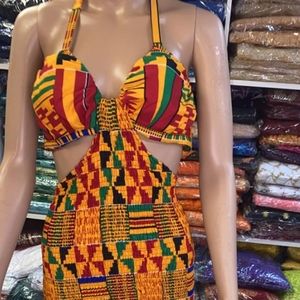 African kente print dress